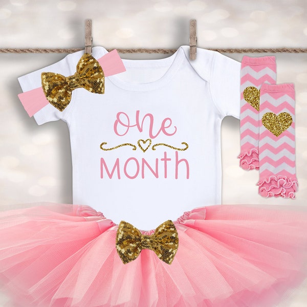 One Month Birthday Outfit - Baby Girl Birthday Milestone - 1 Month Photoshoot Outfit - Month Milestone - Cake Smash Outfit - Baby Girl Tutu