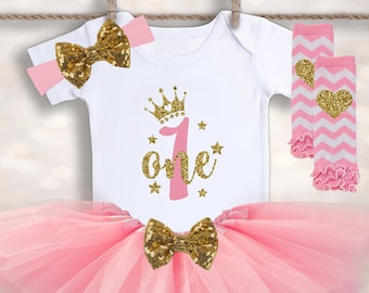 The Princess is ONE - First Birthday Tutu - Babys First Birthday - Cake Smash Outfit - Girl First Birthday Outfit - 1st Birthday Tutu Outfit