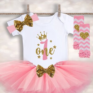 The Princess is ONE - First Birthday Tutu - Babys First Birthday - Cake Smash Outfit - Girl First Birthday Outfit - 1st Birthday Tutu Outfit