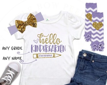Personalized Hello Kindergarten Shirt - 1st Day of School - Back to School Outfit - Hello Kindergarten - Kindergarten Tee