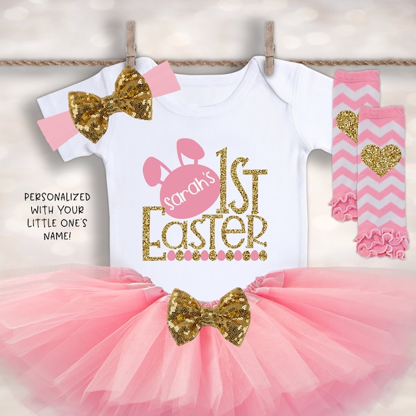 Personalized My 1st Easter Tutu Outfit - Baby Girls First Easter - Easter Photo Outfit - Easter Tutu Set - Easter Bodysuit