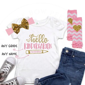 Hello Kindergarten Shirt - Back to School Outfit - Girls School Shirt - Grade School Shirt - First Day of School - Kindergarten Outfit