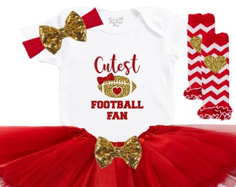 Baby Girls Cutest Football Fan Tutu Outfit, Girls Kansas Football