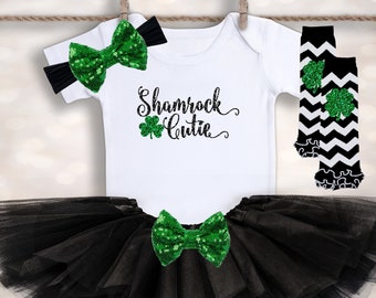 Shamrock Cutie Outfit - St. Patrick's Day Tutu - Baby Girls 1st St Patty's Day Shirt - First Holiday Tee - Toddler Shirt - Baby Shower Gift
