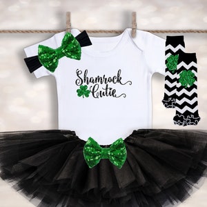 Shamrock Cutie Outfit - St. Patrick&#39;s Day Tutu - Baby Girls 1st St Patty&#39;s Day Shirt - First Holiday Tee - Toddler Shirt - Baby Shower Gift