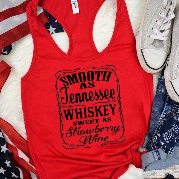 Tennessee Whiskey Strawberry Wine Shirt - Country Thunder Music Tank Top - Rodeo Shirt - Women's Graphic Tee - Western Shirt - Whiskey Shirt