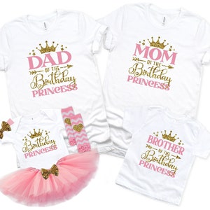 Birthday Princess Tutu Outfit, Matching Family Shirt, Mom Dad of the Birthday Girl, Baby Girl Birthday Onesie®, Toddler Birthday Dress