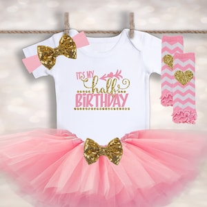 It&#39;s My HALF Birthday - Half Birthday Tutu Outfit - Half Birthday Girl - Cake Smash Outfit - Photo Prop - 6 Month BIrthday - Half Way to One