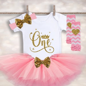 1st Birthday Girl Outfit - Princess Crown Shirt - First Birthday Tutu - 1st Birthday Dress - Cake Smash Outfit - Girls Birthday Tutu