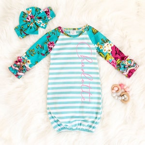 Custom Baby Gown - Baby Girl Layette Set - Newborn Gown - Coming Home Outfit - Personalized Baby Gown - Baby Sleeper Gown