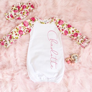 Custom Baby Gown - Baby Girl Layette Set - Newborn Gown - Coming Home Outfit - Personalized Baby Gown - Baby Sleeper Gown