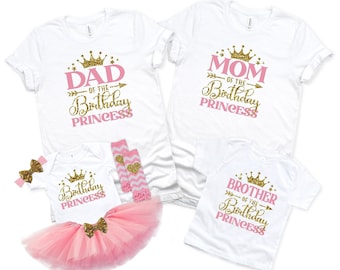 Birthday Princess Tutu Outfit, Matching Family Shirt, Mom Dad of the Birthday Girl, Baby Girl Birthday Onesie®, Toddler Birthday Dress