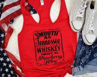 Tennessee Whiskey aardbei wijn shirt - country Thunder muziek tanktop - rodeo shirt - vrouwen grafisch T-shirt - western shirt - whisky shirt