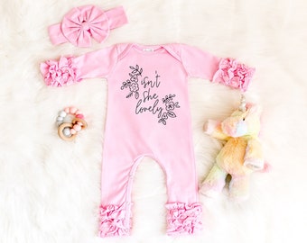 Baby Girl Coming Home Outfit - Ruffled Newborn Baby Romper - Newborn Layette Set - Isn't She Lovely - Baby Shower Gift - Baby Girl Clothes