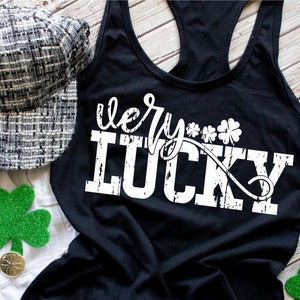 Very Lucky Tank - Women&#39;s Racer Back Tank - St Patricks Day Shirt - Workout Tank - St Pattys Day Top - Shamrock Tank Top