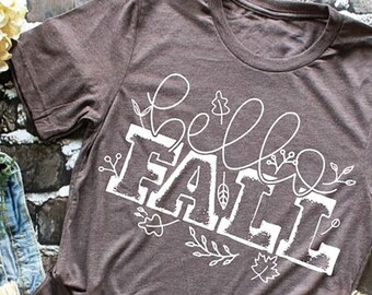 Hello Fall Shirt - Fall Teacher Shirt - Womens Graphic Tee - Cute Fall Shirts - Holiday Shirt - Thanksgiving Shirt