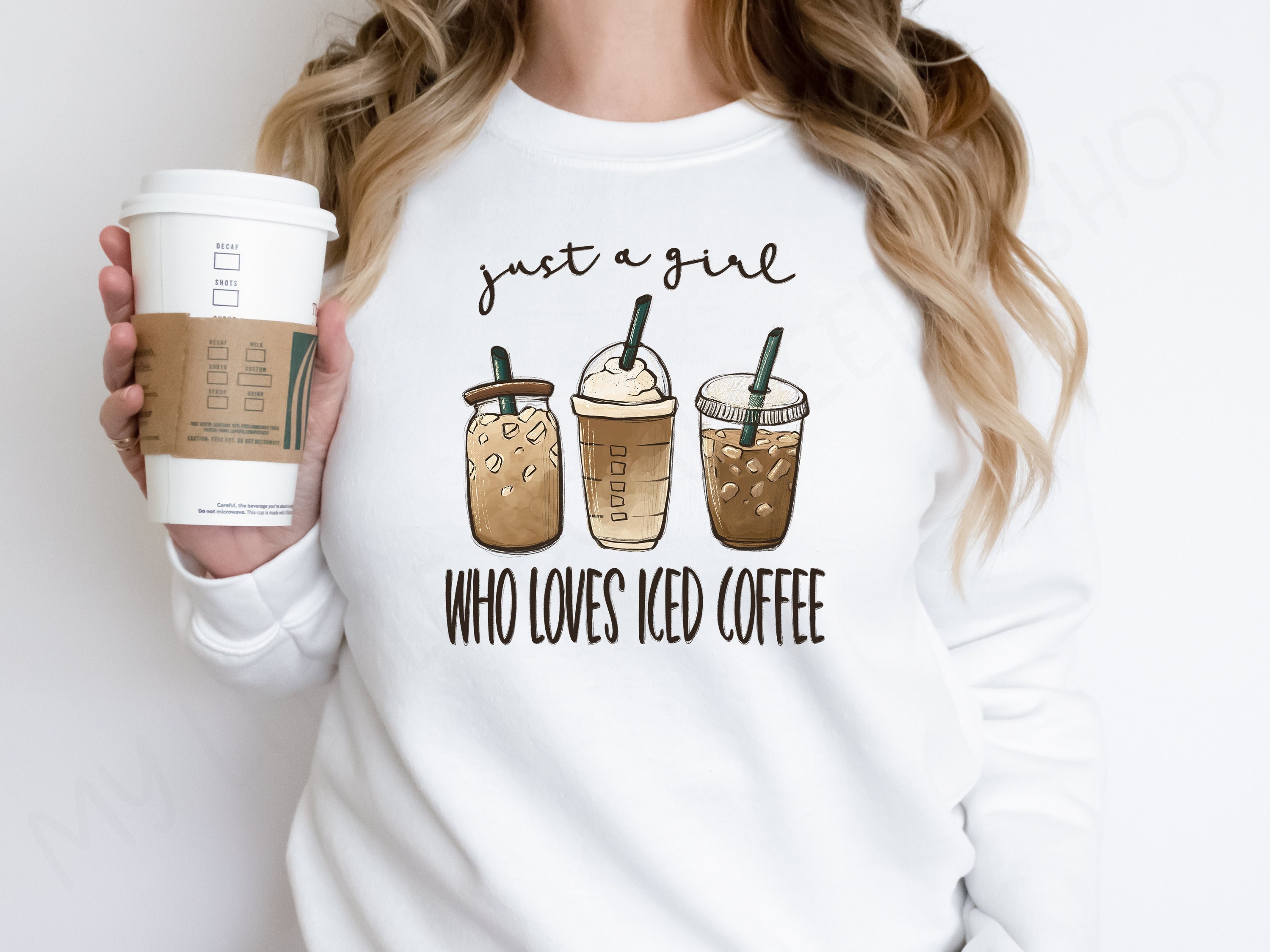 Just a Girl Who Loves Iced Coffee Cute Coffee Shirt Fall Coffee