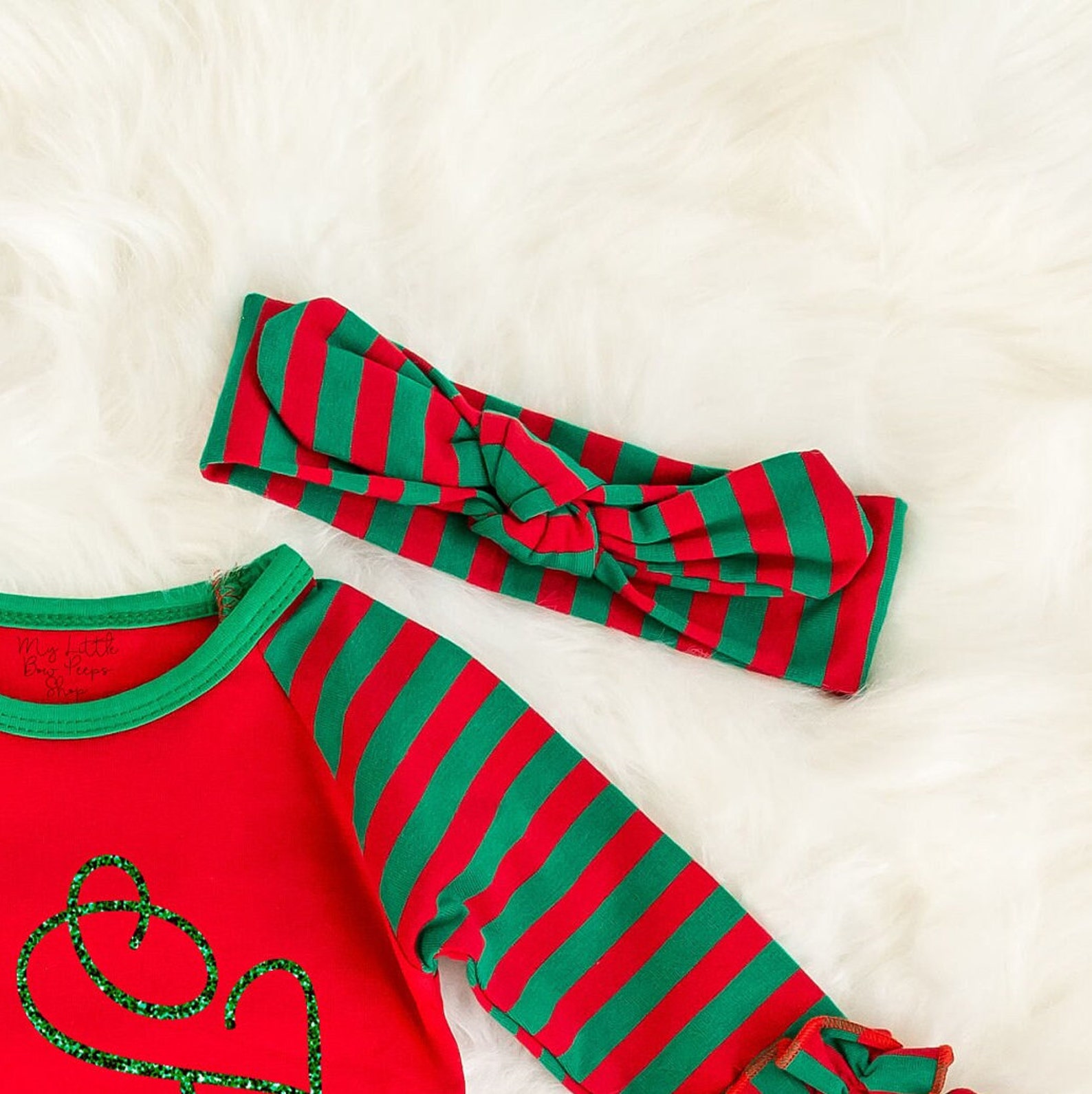 Personalized Baby Girl Ruffle Christmas Sleeper Gown, 1st Christmas ...