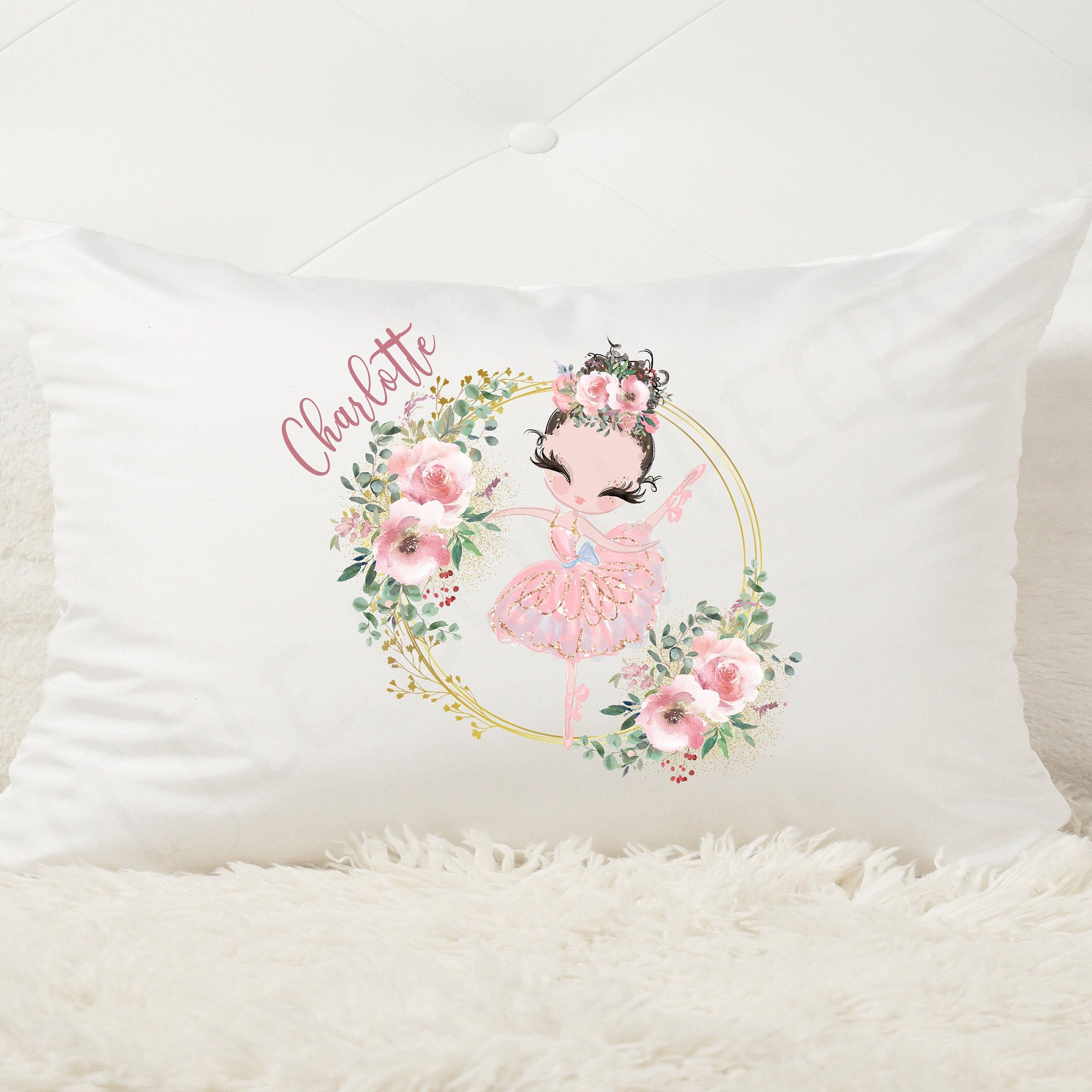 Personalized Ballerina Pillow Cover | Ballerina Nursery Decor | Boho Baby Nursery | Ballet Pillow Case | Custom Name Pillow