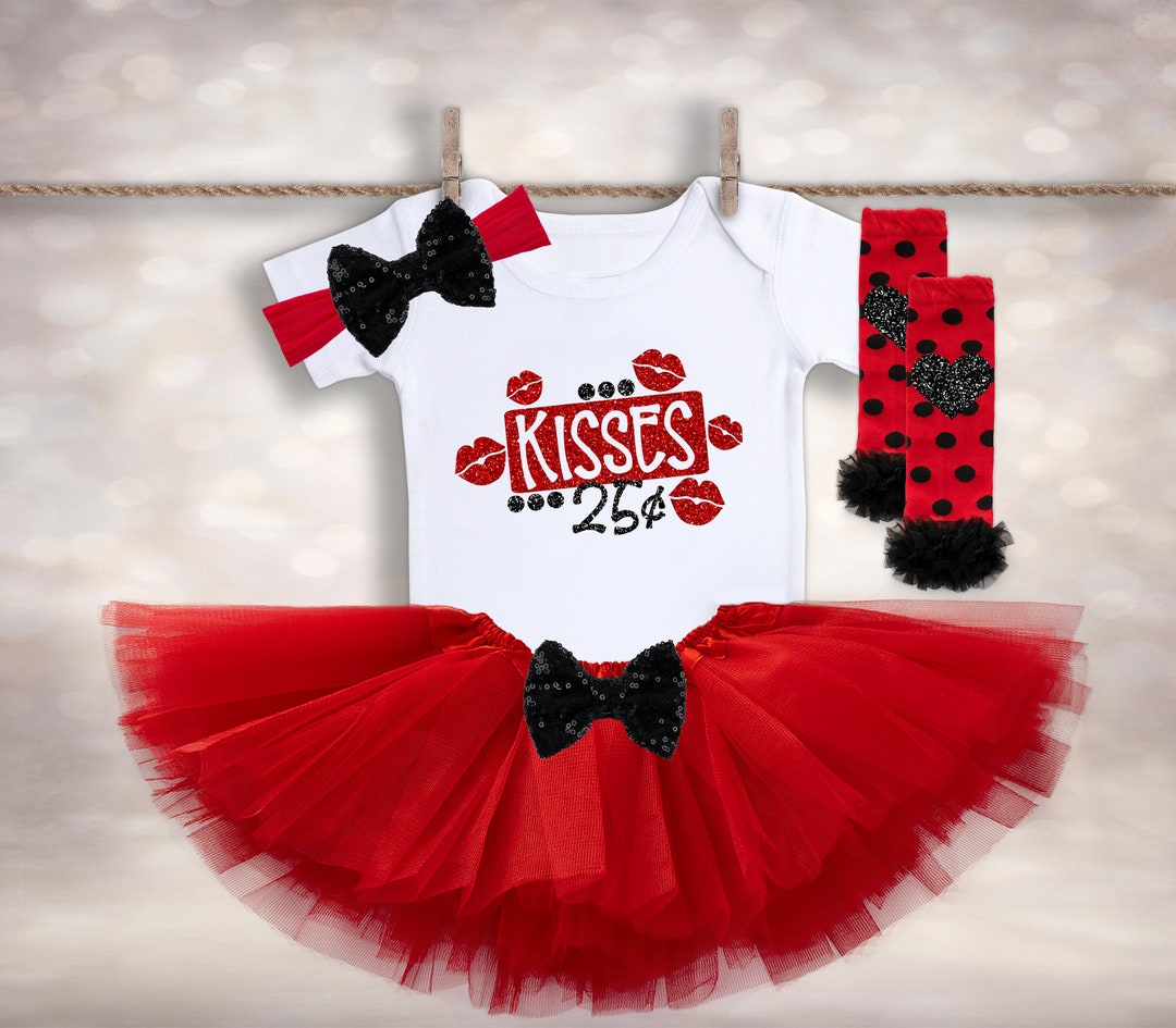 KISSES .25 Cents Valentine's Day Tutu Baby Girls Valentines Girls
