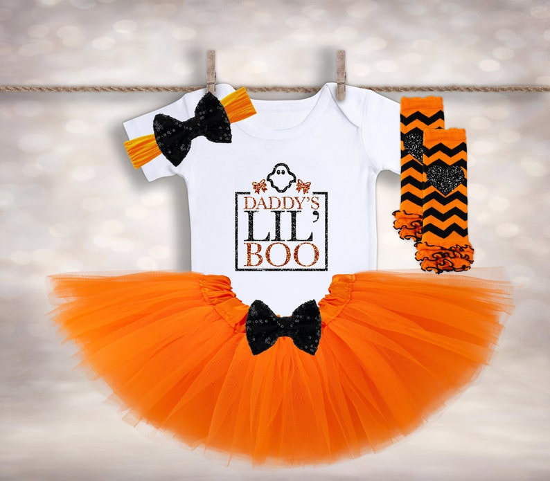 Daddy's Little Boo Onesie® - Baby Halloween Shirt - 1st Halloween Outfit - Girls Halloween Costume - Halloween Tutu - Newborn Halloween image 1