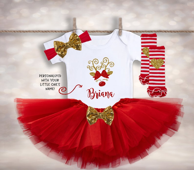 Personalized Rudolph Christmas Tutu Baby Girls Tutu Outfit Etsy