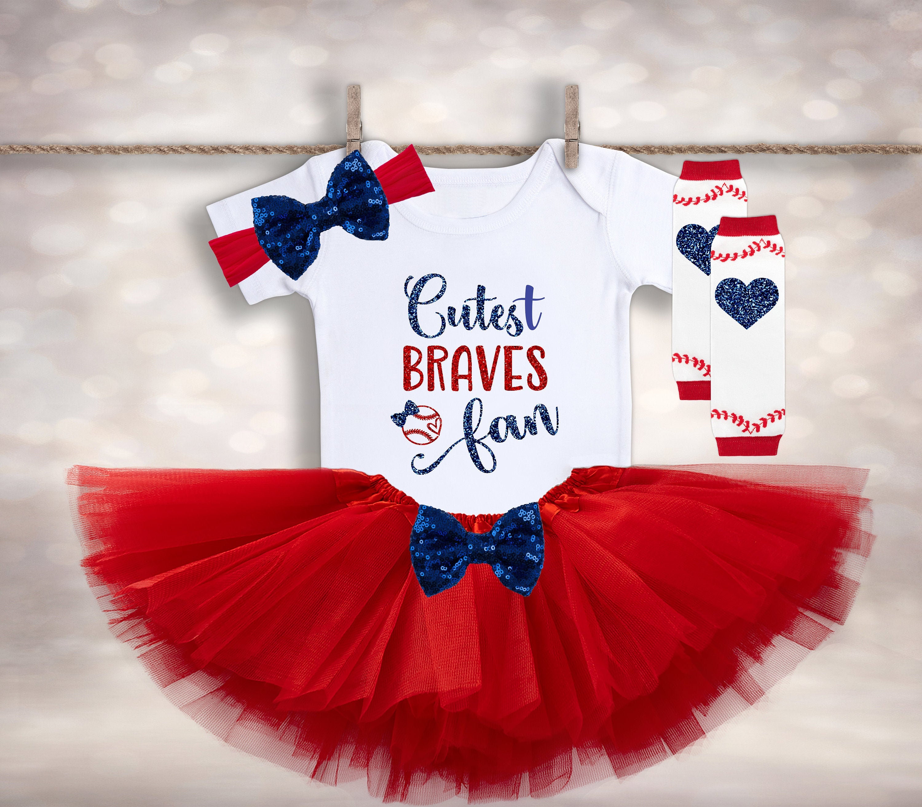 Cutest Braves Fan Outfit Baby Girl Baseball Outfit Atlanta Etsy