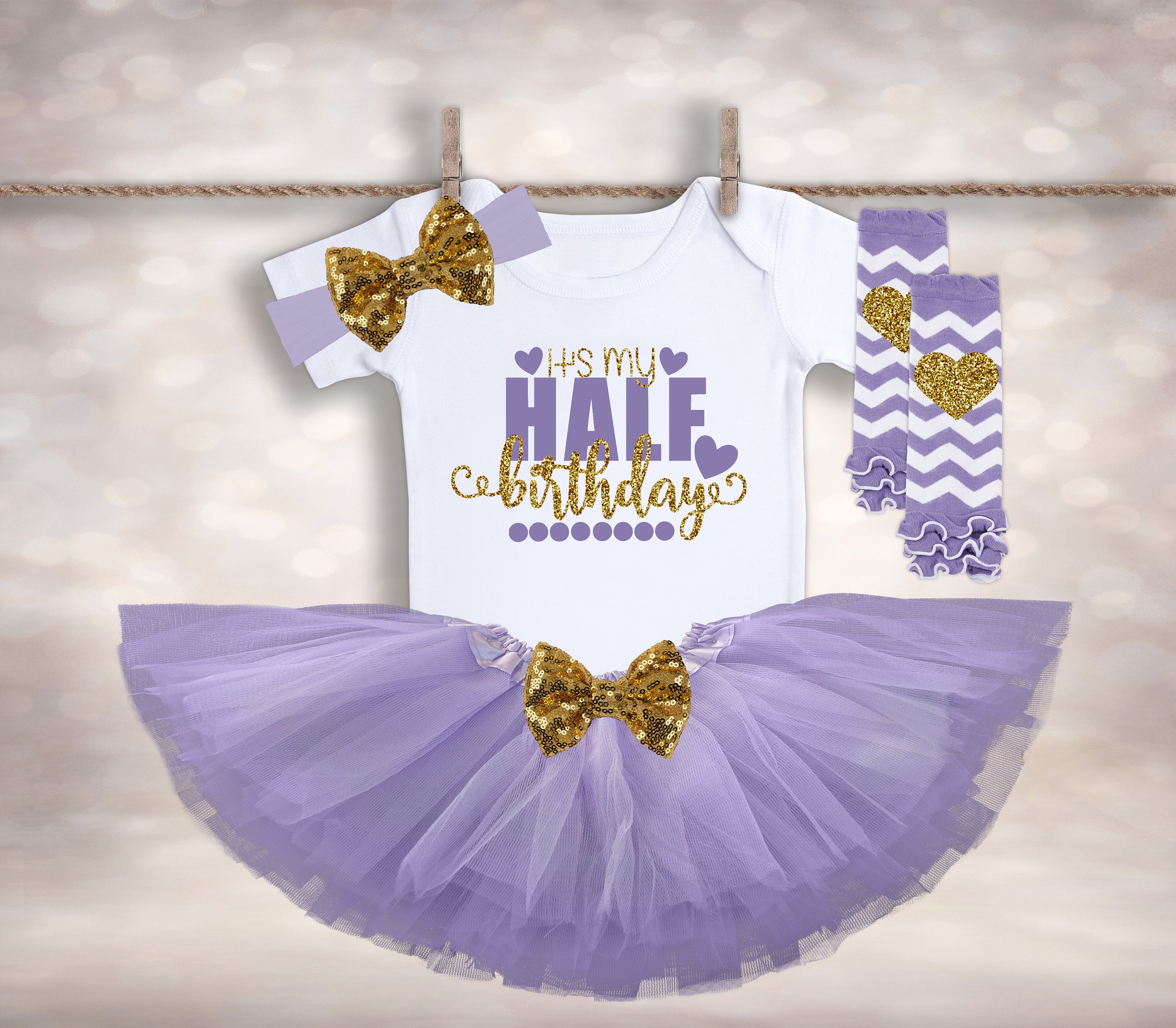 half birthday tutu dress Girl's Half Birthday Beauty Outfit Short Sleeve / 9m Onepiece main image 1