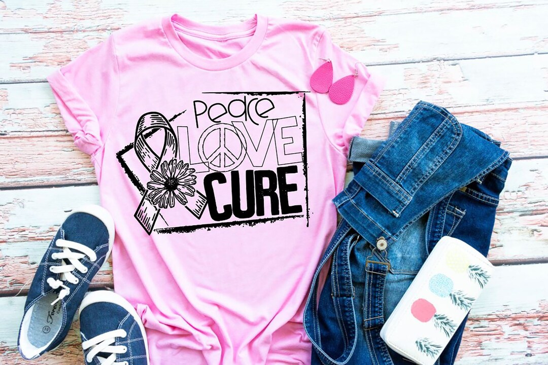 Peace Love Cure Shirt - Breast Cancer Awareness - Pink Month Shirt ...