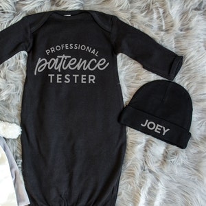 Personalized Baby Gown & Matching Beanie