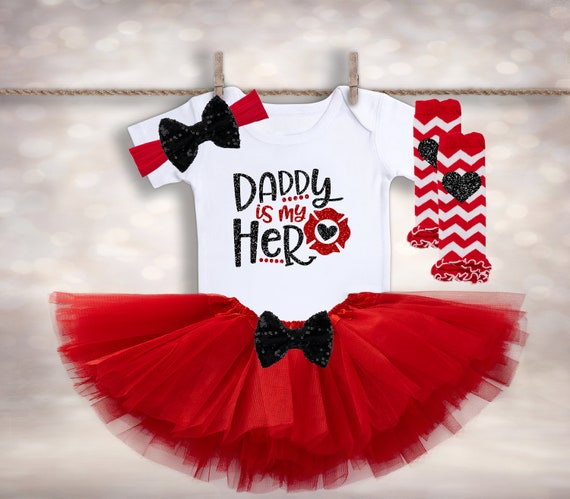 Daddy is My Hero Fireman Tutu Outfit Firefighter Baby Baby Girl