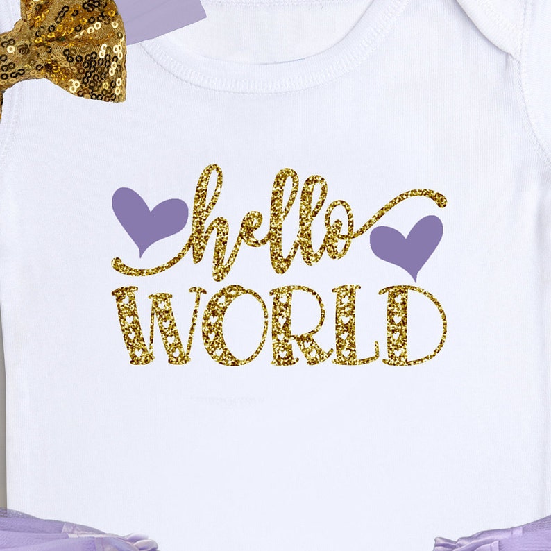 Newborn Bodysuit Baby Shower Gift Birthday Tutu Baby Girl Outfit Hello World Baby Outfit Newborn Tutu Set Take Home Outfit