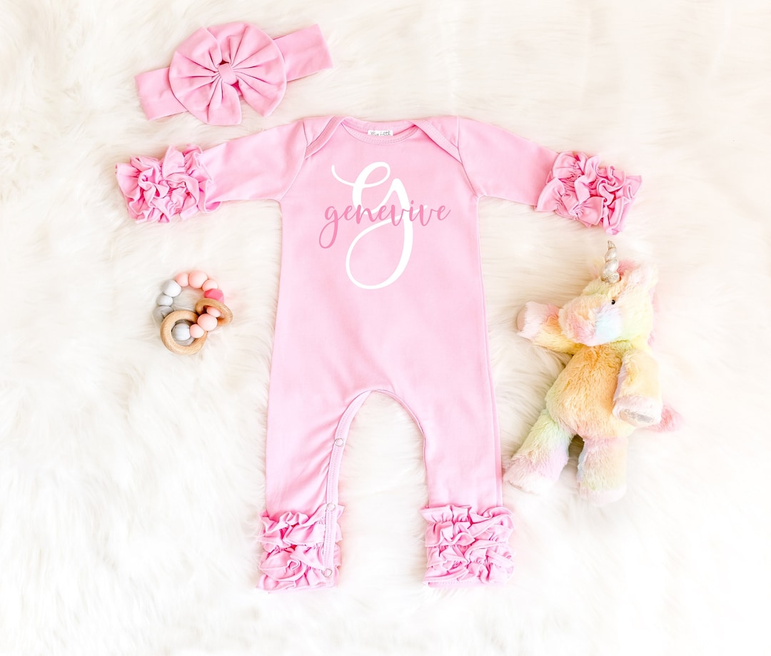 Personalized Baby Girl Coming Home Outfit Ruffled Newborn Baby Romper ...