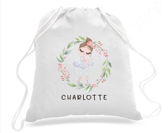 Personalized Ballerina Bag - Drawstring Tote Bag - Dance Bag - Girls Backpack - Ballet Bag - Ballerina Tote Bag - Ballet Gift