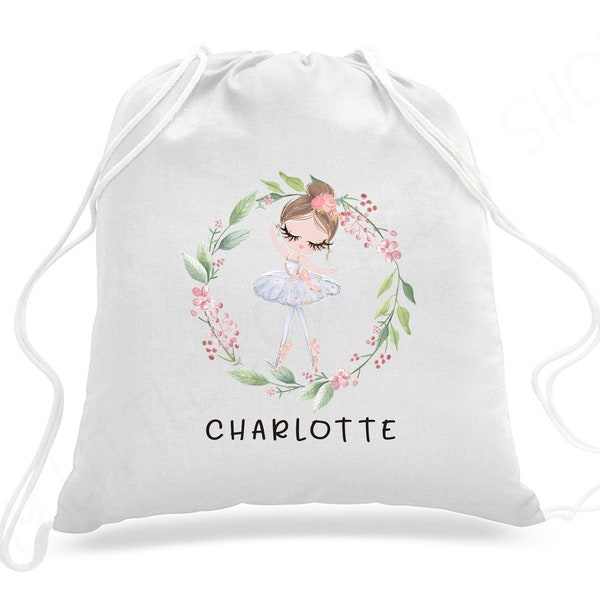 Personalized Ballerina Bag - Drawstring Tote Bag - Dance Bag - Girls Backpack - Ballet Bag - Ballerina Tote Bag - Ballet Gift