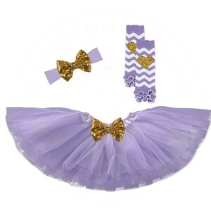 Baby Girl Lavender & Gold, Tutu Set, Tutu Headband Set, Toddler Tutu, Baby Photo Prop, Coming Home Outfit, Baby Layette, Baby Shower Gift