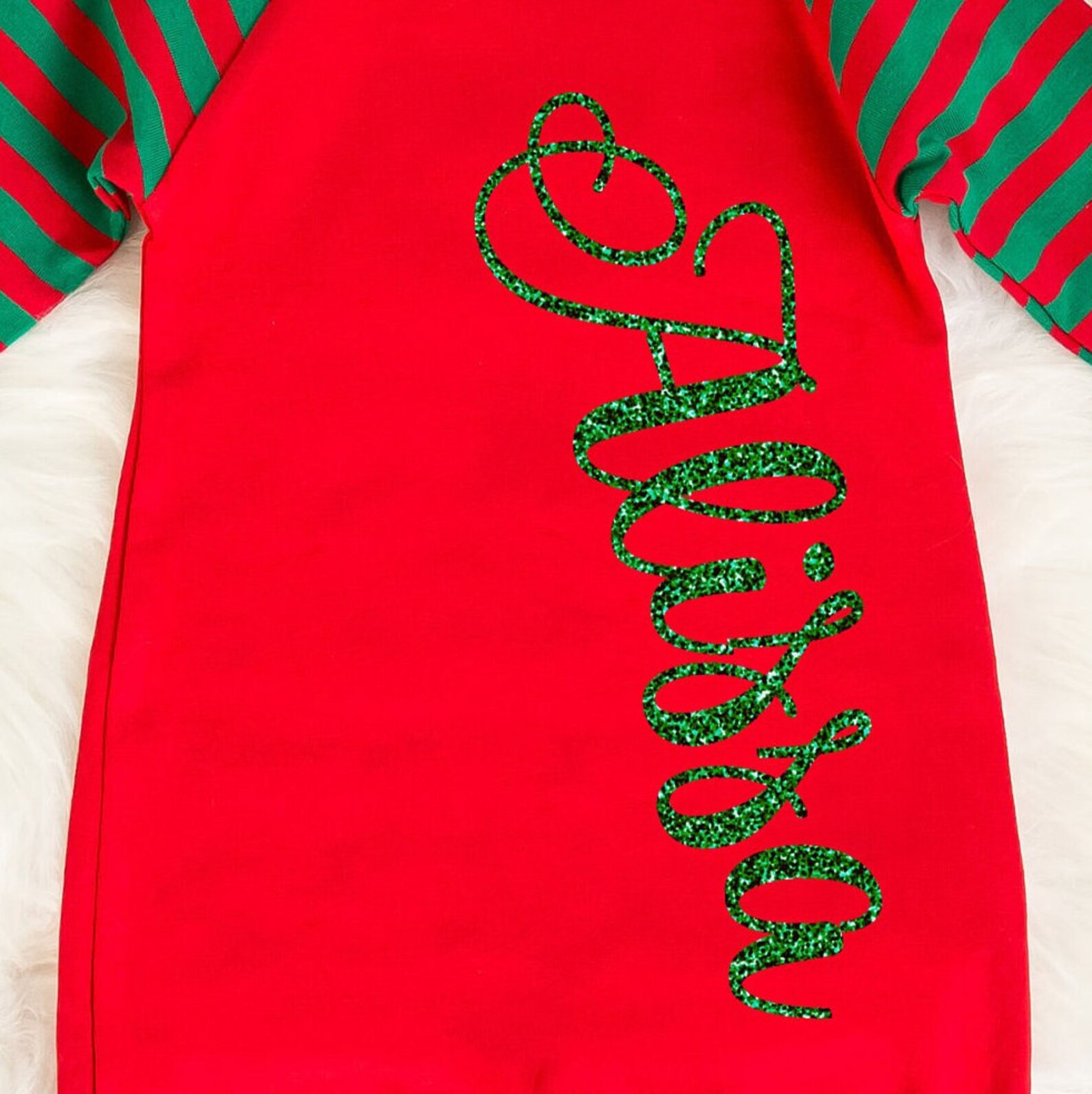 Personalized Baby Girl Ruffle Christmas Sleeper Gown, 1st Christmas ...