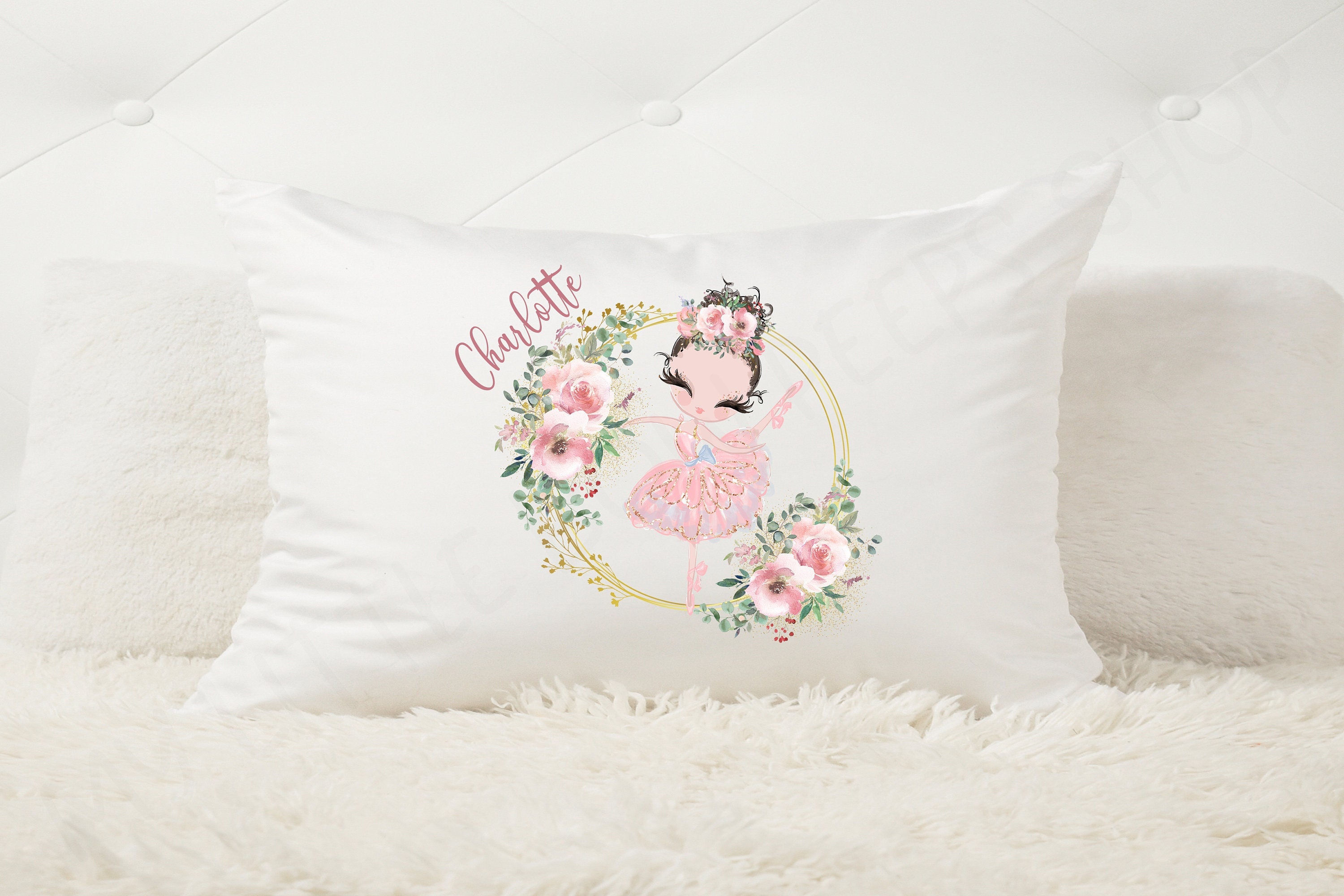 Personalized Ballerina Pillow Cover | Ballerina Nursery Decor | Boho Baby Nursery | Ballet Pillow Case | Custom Name Pillow