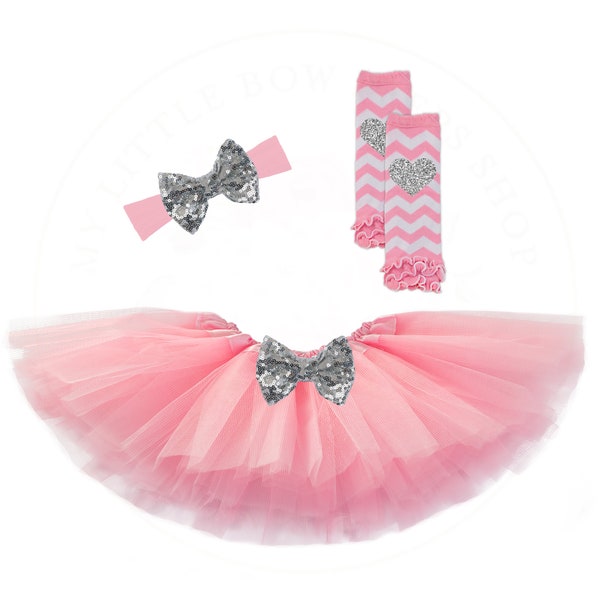 Pink Tutu Set - Sequin Headband Bow - Legwarmers - Toddler Tutu Set - Ballet Dance Tutu with Bow - Baby Legwarmers - Baby Photoshoot Props