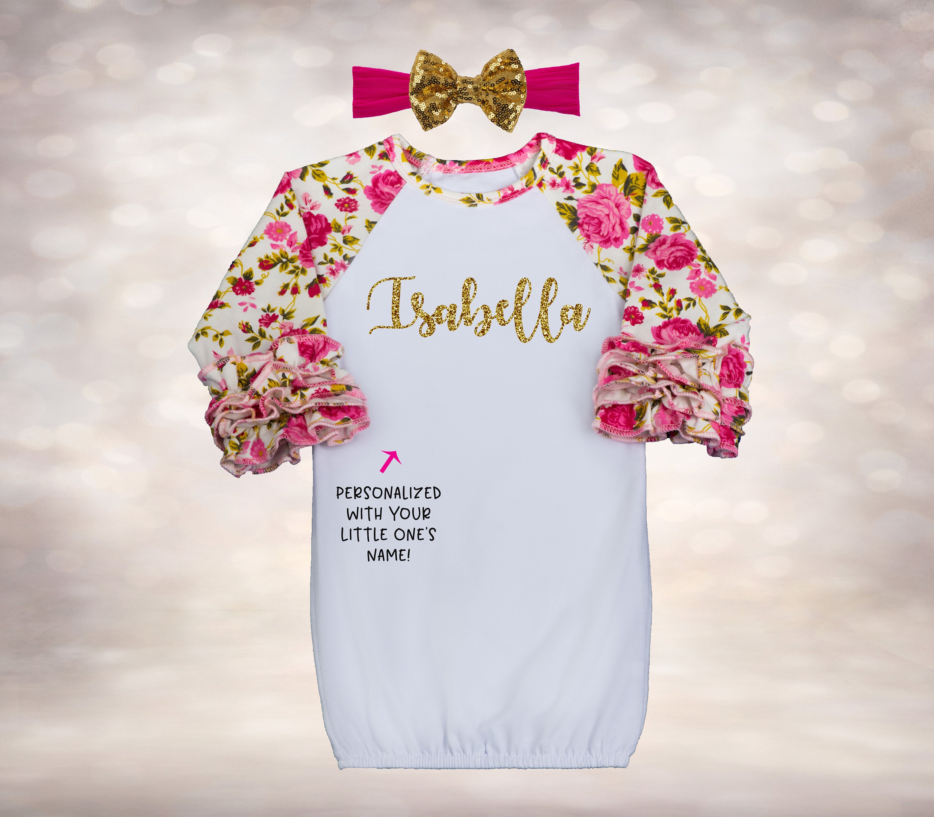 Custom Baby Name Gown Baby Shower Gift Girls Sleep Gown Etsy