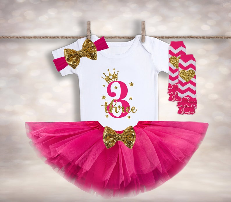 3 Year Old Birthday Girl Outfit Tutu Outfit 3rd Birthday Dress Birthday Shirt Toddler Photo Prop Third Birthday Shirt image 1