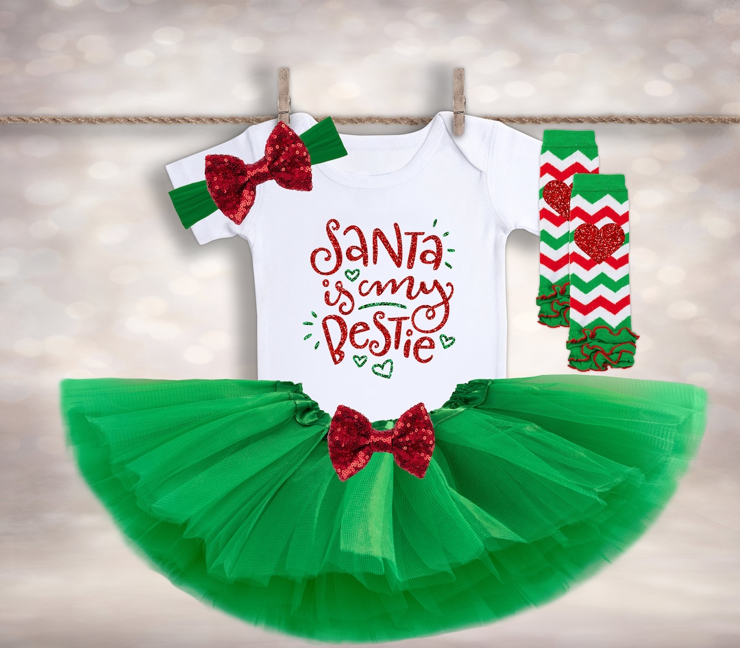 Santa's Bestie Outfit Baby Girl Christmas Outfit Funny Etsy