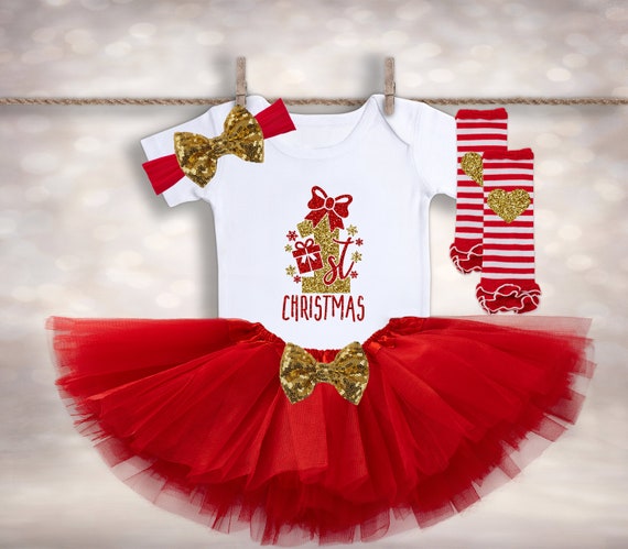 Baby Girls My 1st First Christmas Outfit Romper+Tutu Skirt Party Set Photo Shoot 