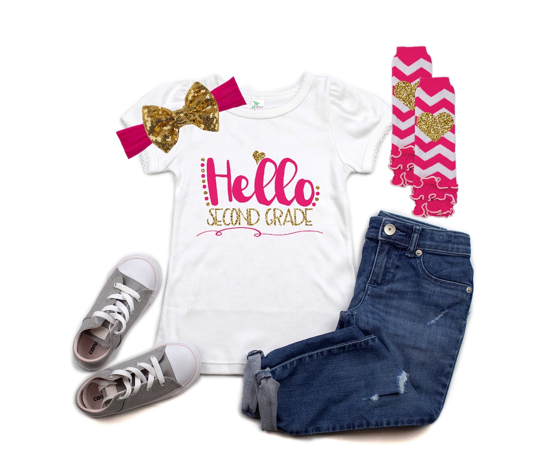 First Day of 2nd Grade - Hello Second Grade Outfit - Second Grade ...