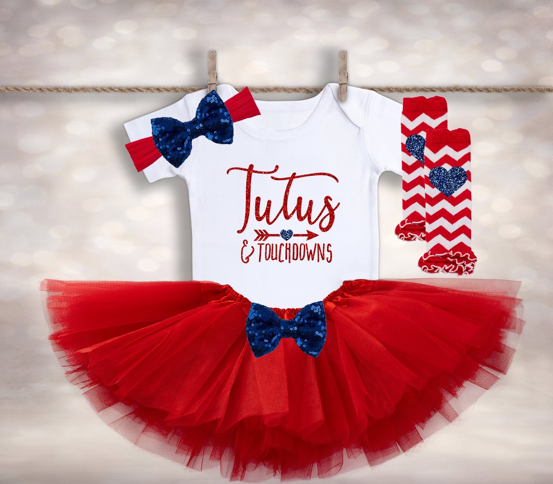 Tutus & Touchdowns Baby Girl Football Onesie® Toddler Football Top NY Football Fan Set Baby