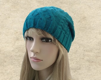 Wool Blend Slouch Beanie: Women's Knit Boho Hat
