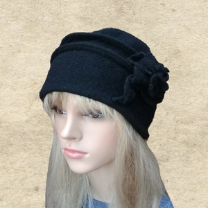 Black winter hat, Womens felt hat, Felted wool beanie, Felted ladies hat, Winter hat lady, Warm winter hat, Beanie for winter, Felt Hat cap