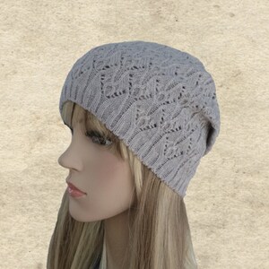 Wool Knit Beanie: Lightweight Gray Slouch Hat