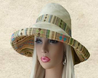 Wide Brim Cotton Sun Hat: Packable Summer Hat (21-22 Inches)