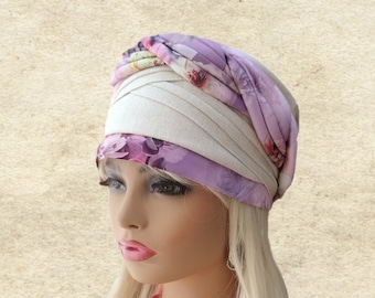 Floral Cotton Turban Hat: Women's Summer Head Covering